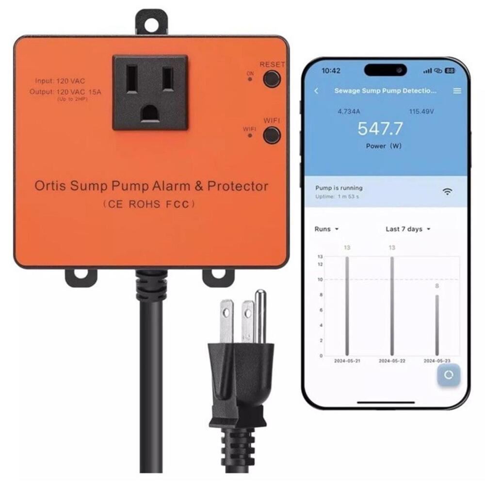 Ortis WiFi Sump Pump Monitor & Alarm, Real-Time Pump Status Monitoring, Auto…
